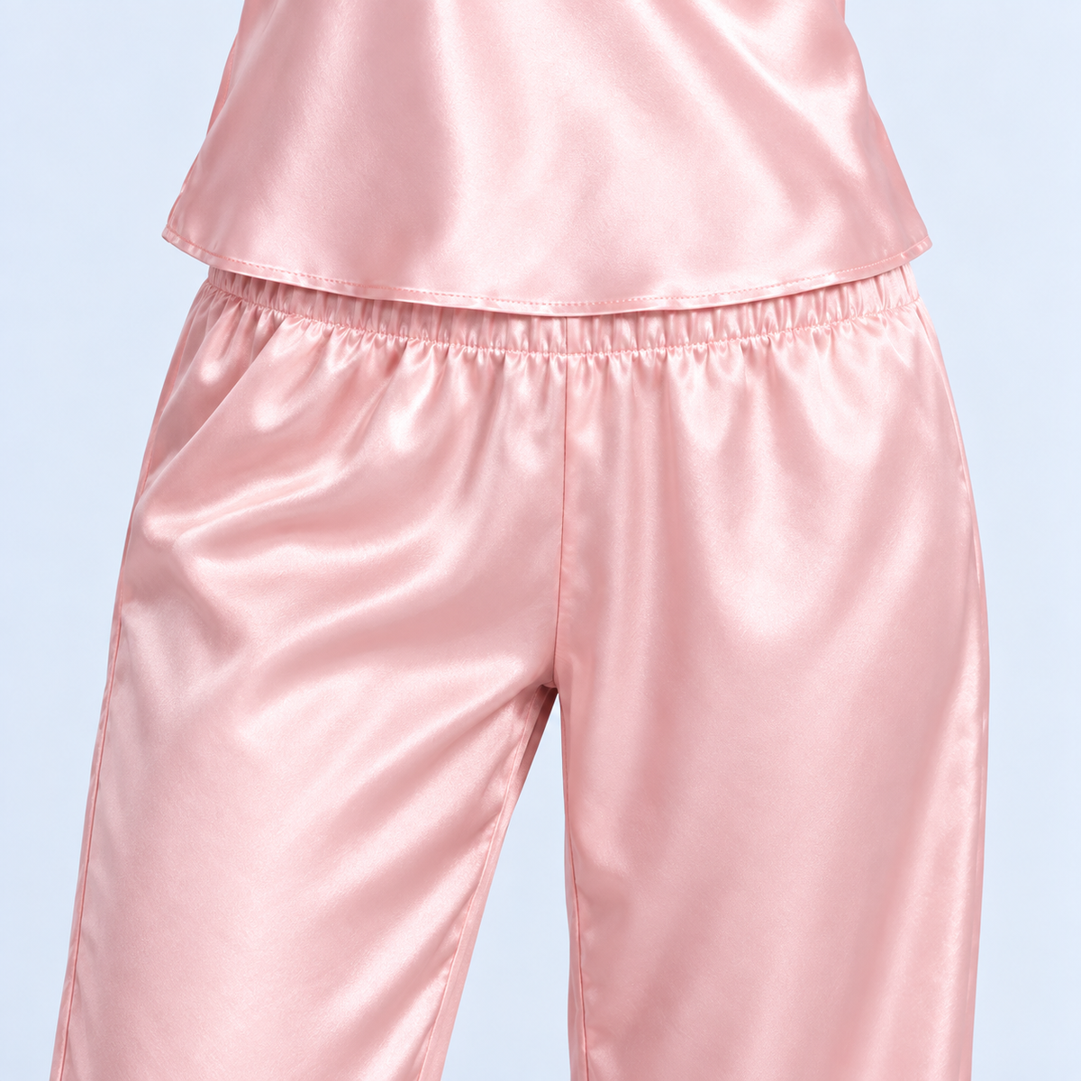 Pyjama pantalon femme brillant à fines bretelles