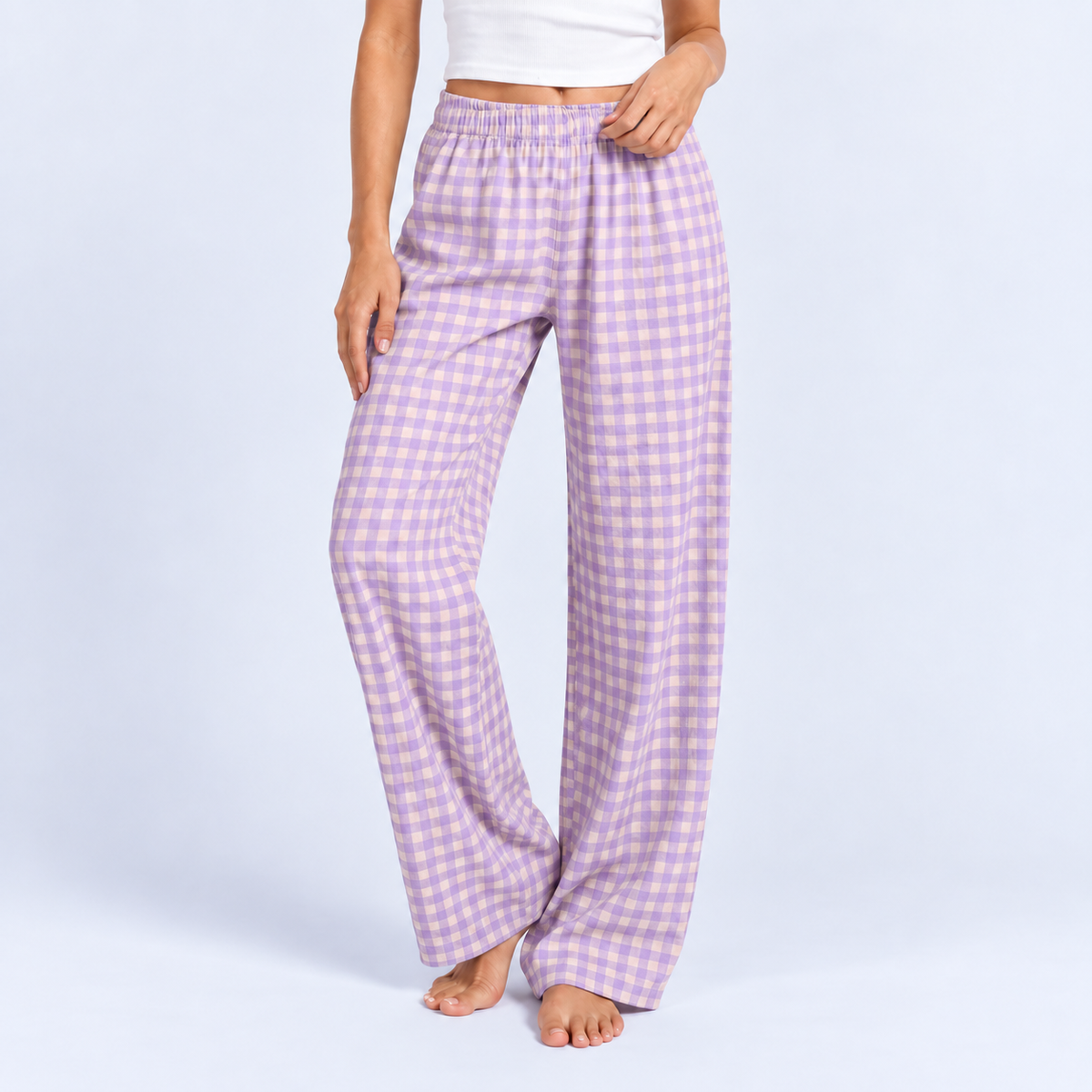 Pantalon de pyjama femme ample à carreaux